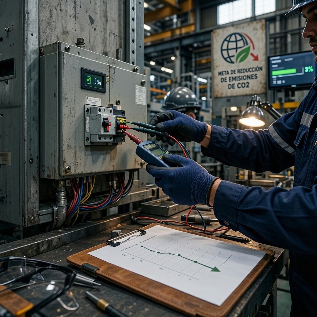 Verificación en sitio: tablero eléctrico en una planta